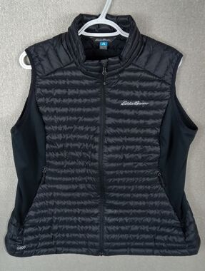 Eddie Bauer MicroTherm 2.0 Down Vest Size XL Petite Black 800 Down Fill Quilted